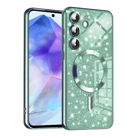Θήκη MagSafe για Samsung Galaxy A55 5G A556, Techsuit, Luxury Glitter, Ανοιχτό Πράσινο