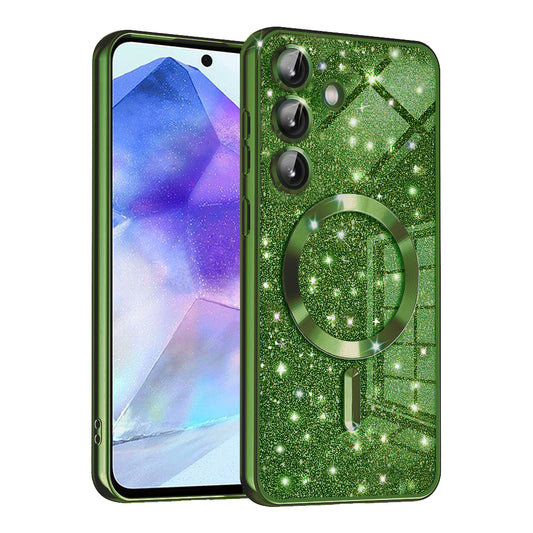 Θήκη MagSafe για Samsung Galaxy A55 5G A556, Techsuit, Luxury Glitter, Σκούρο Πράσινο