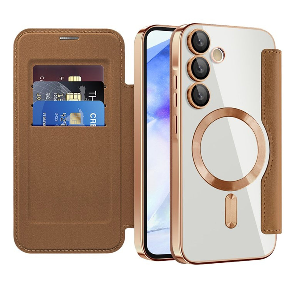 Θήκη MagSafe για Samsung Galaxy A55 5G A556, Techsuit, SmartMag Book, Καφέ