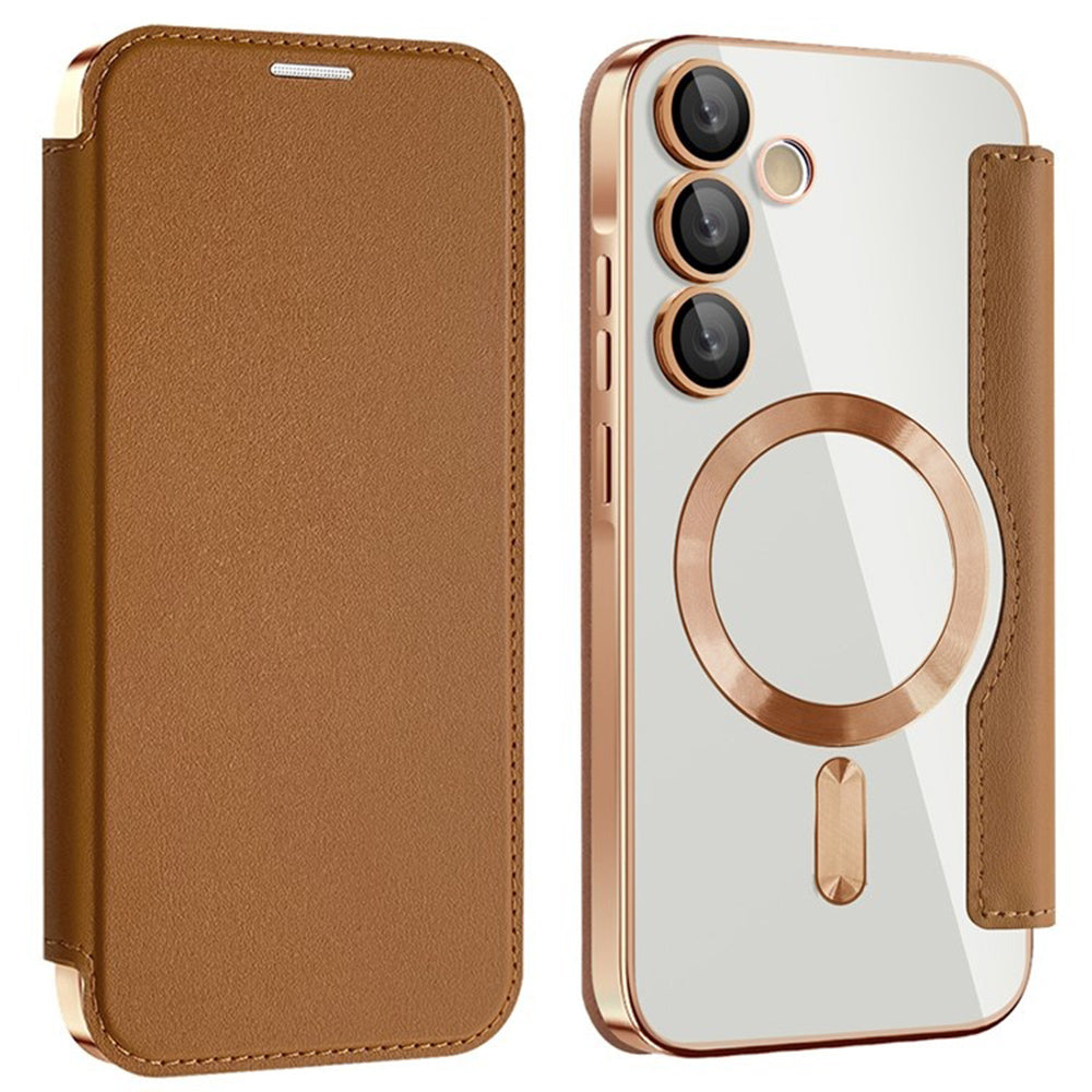 Θήκη MagSafe για Samsung Galaxy A55 5G A556, Techsuit, SmartMag Book, Καφέ
