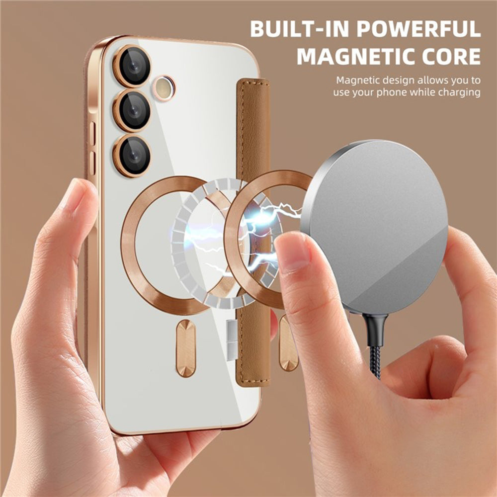 Θήκη MagSafe για Samsung Galaxy A55 5G A556, Techsuit, SmartMag Book, Καφέ