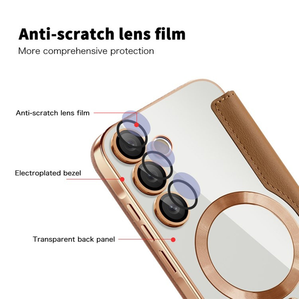 Θήκη MagSafe για Samsung Galaxy A55 5G A556, Techsuit, SmartMag Book, Καφέ