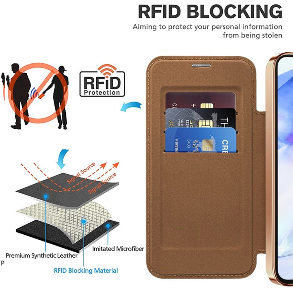 Θήκη MagSafe για Samsung Galaxy A55 5G A556, Techsuit, SmartMag Book, Καφέ