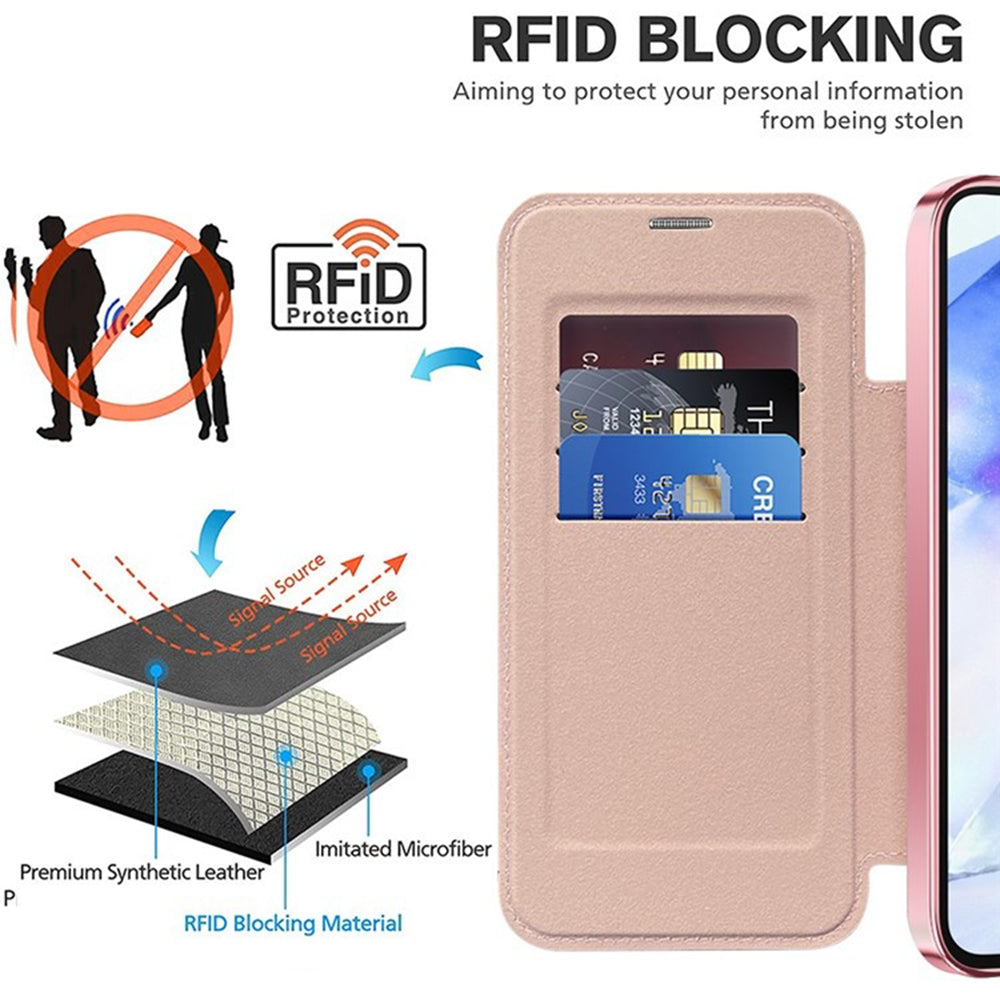 Θήκη MagSafe για Samsung Galaxy A55 5G A556, Techsuit, SmartMag Book, Ροζ