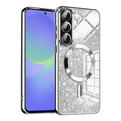 MagSafe Case for Samsung Galaxy A56 A566 / A36 A366, Techsuit, Luxury Glitter, Silver