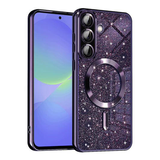 Θήκη MagSafe για Samsung Galaxy A56 A566 / A36 A366, Techsuit, Luxury Glitter, Σκούρο Μωβ