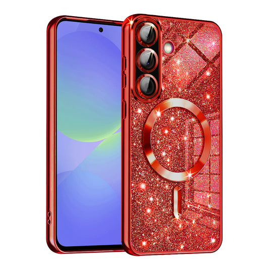 Θήκη MagSafe για Samsung Galaxy A56 A566 / A36 A366, Techsuit, Luxury Glitter, Κόκκινο