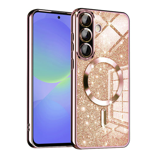 Θήκη MagSafe για Samsung Galaxy A56 A566 / A36 A366, Techsuit, Luxury Glitter, Ροζ Χρυσό