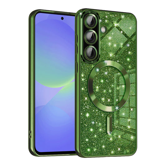 Θήκη MagSafe για Samsung Galaxy A56 A566 / A36 A366, Techsuit, Luxury Glitter, Σκούρο Πράσινο