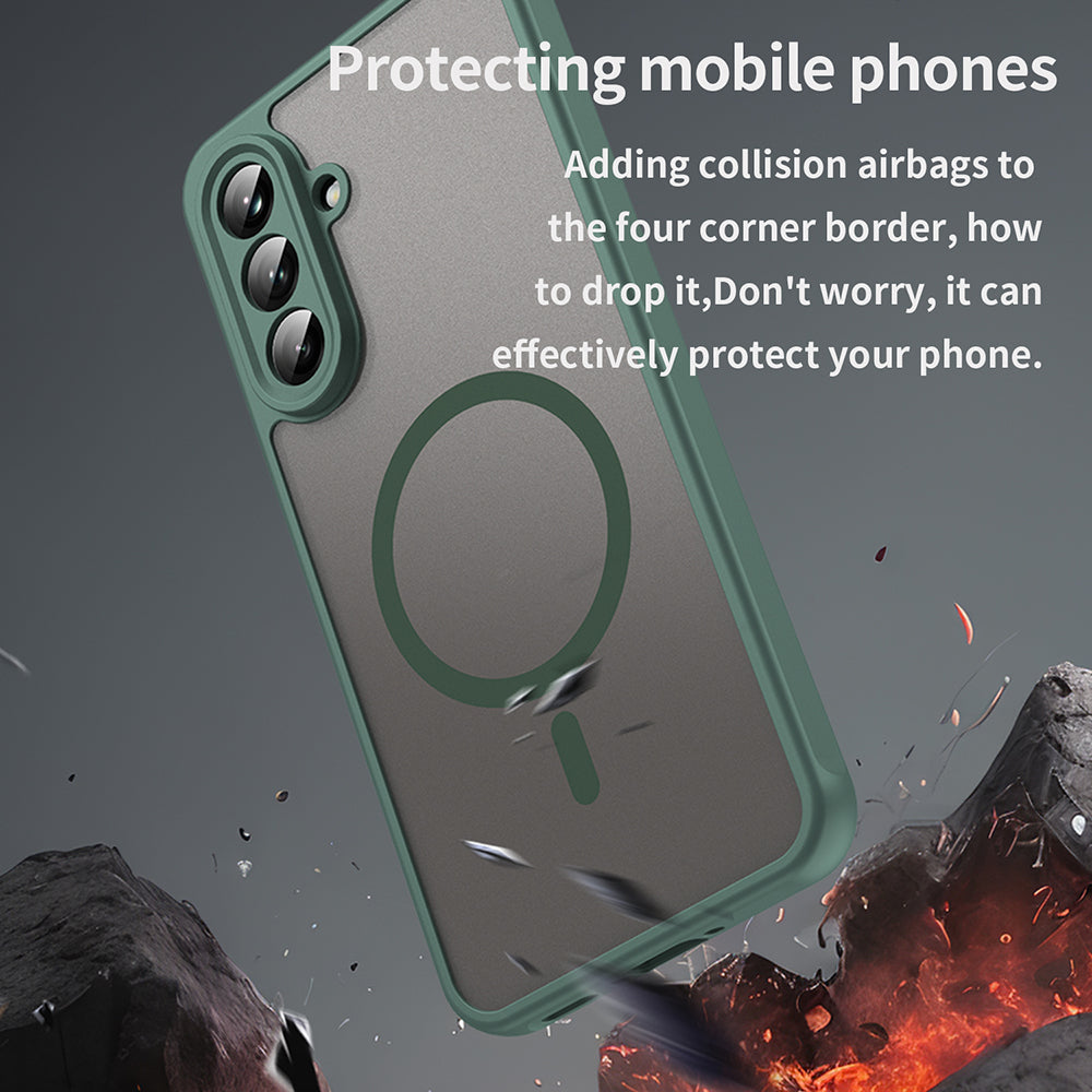 MagSafe Case for Samsung Galaxy A56 A566, Techsuit, HaloFrost II, Green
