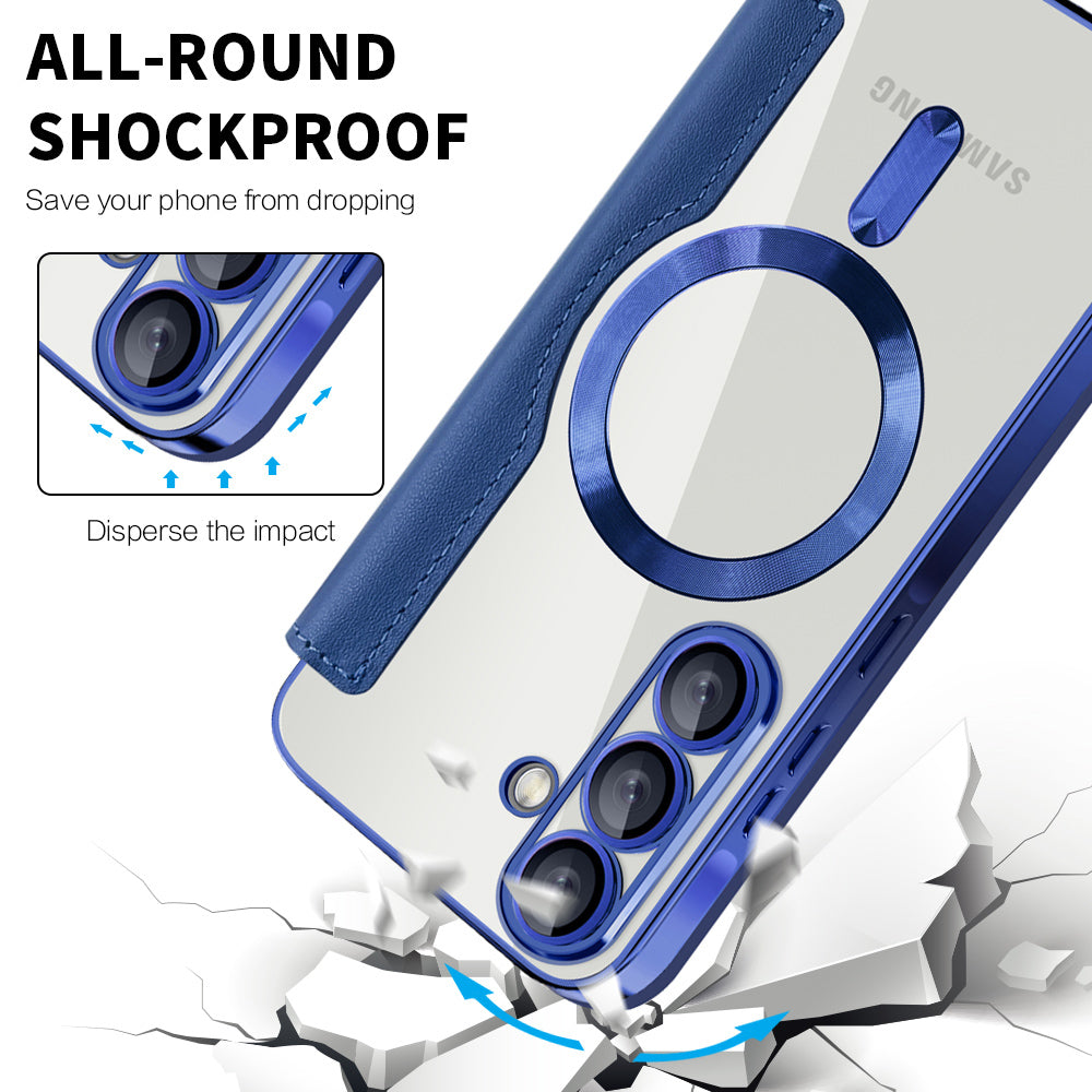 MagSafe Case for Samsung Galaxy A56 A566, Techsuit, SmartMag Book, Blue