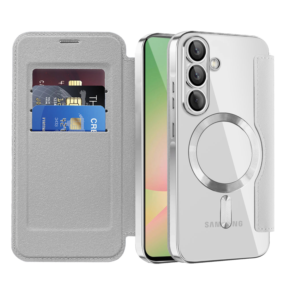MagSafe Case for Samsung Galaxy A56 A566, Techsuit, SmartMag Book, Gray
