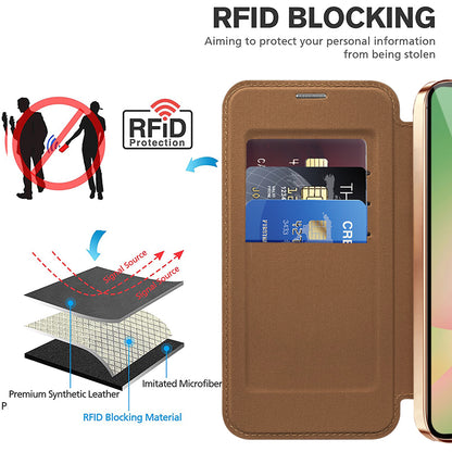 MagSafe Case for Samsung Galaxy A56 A566, Techsuit, SmartMag Book, Brown