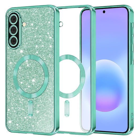 MagSafe Case for Samsung Galaxy A57 5G, Techsuit, Luxury Glitter, Light Green