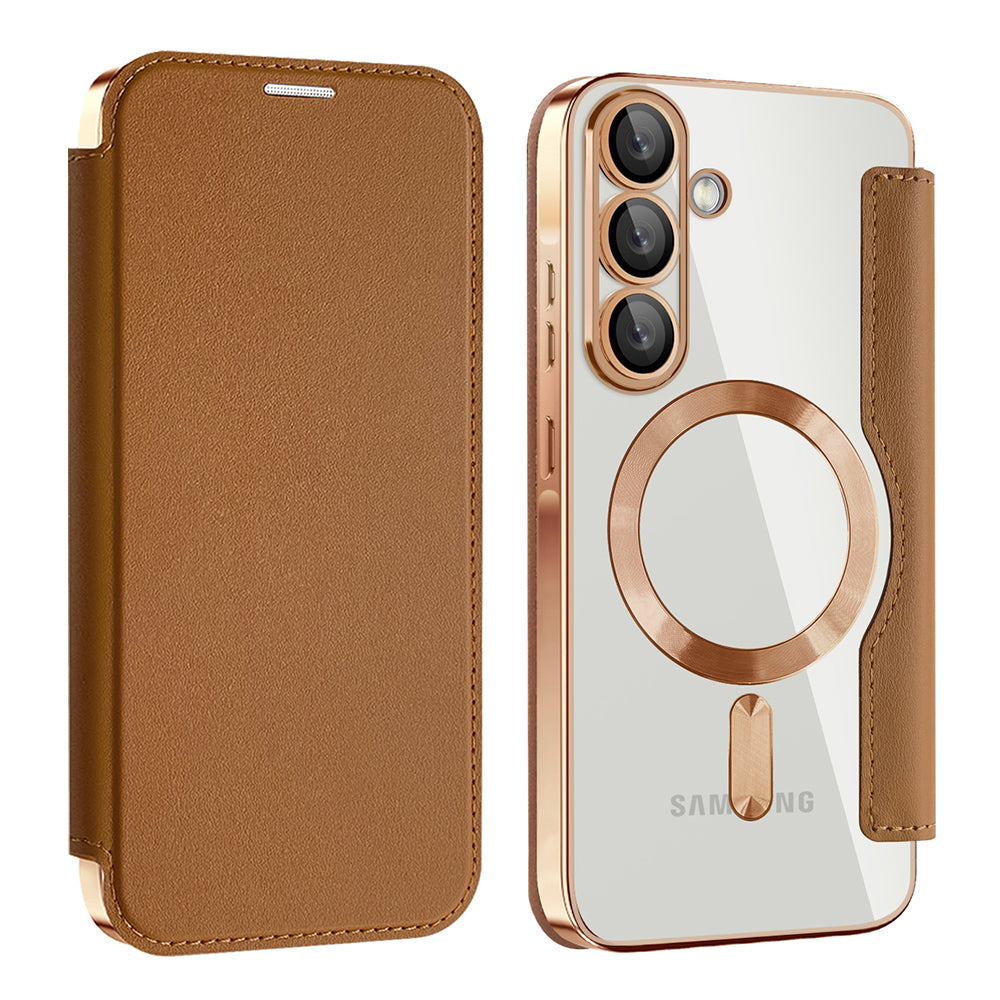 Θήκη MagSafe για Samsung Galaxy A57 5G, Techsuit, SmartMag Book, Καφέ