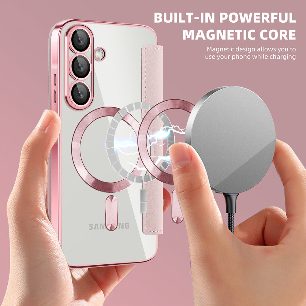 Θήκη MagSafe για Samsung Galaxy A57 5G, Techsuit, SmartMag Book, Ροζ