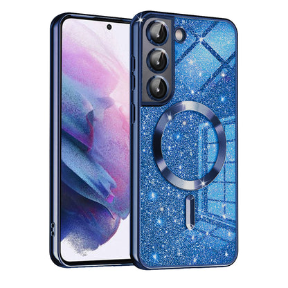 Θήκη MagSafe για Samsung Galaxy S21 5G G991, Techsuit, Luxury Glitter, Σκούρο Μπλε