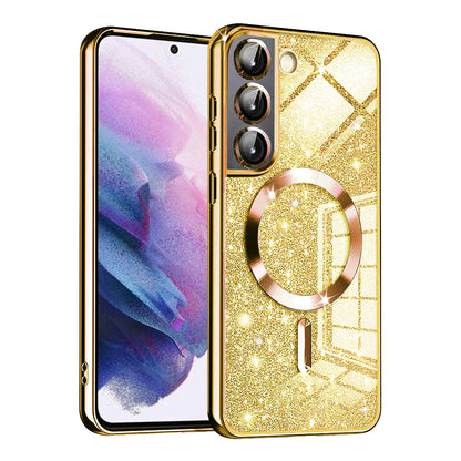 MagSafe Case for Samsung Galaxy S21 5G G991, Techsuit, Luxury Glitter, Gold