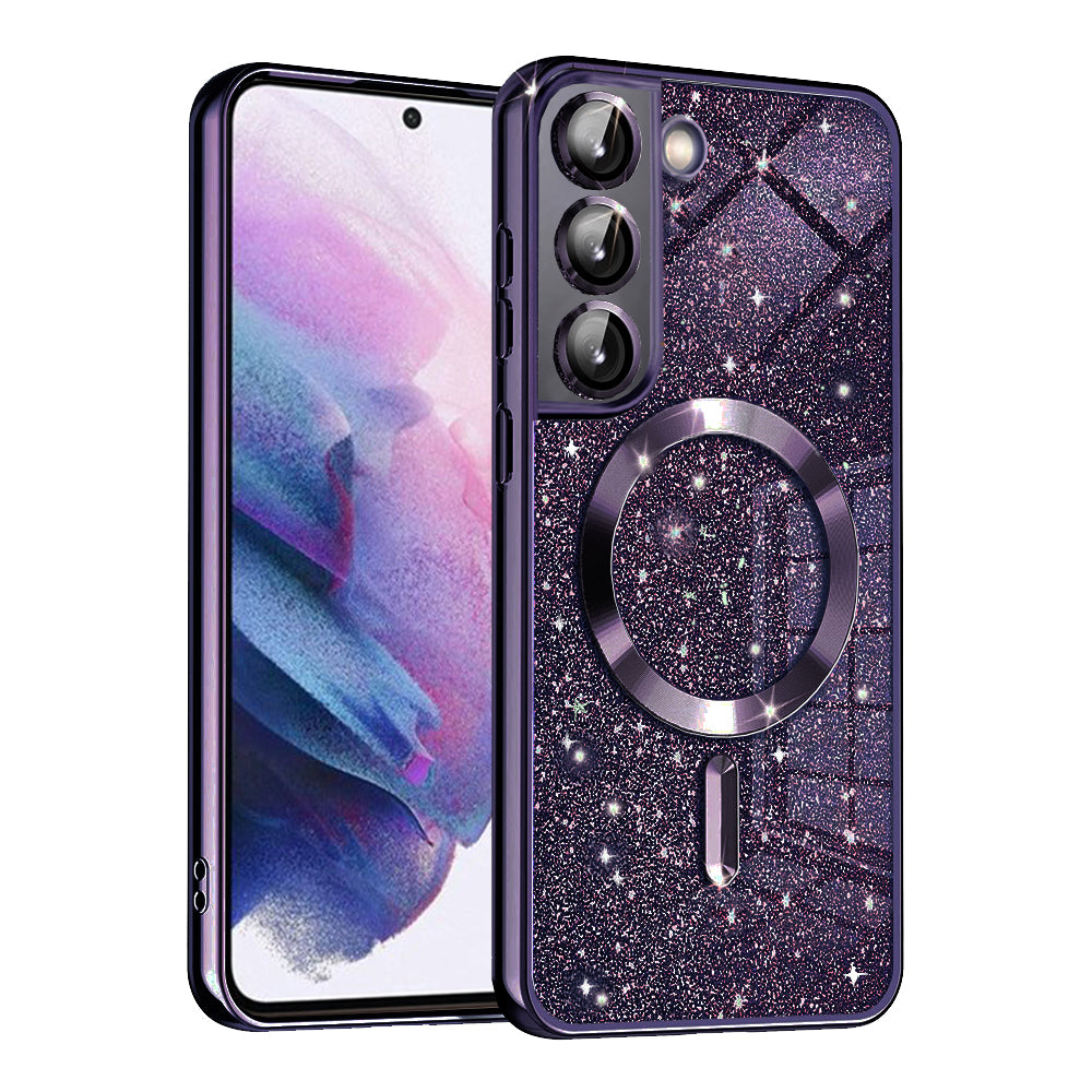 Θήκη MagSafe για Samsung Galaxy S21 5G G991, Techsuit, Luxury Glitter, Σκούρο Μωβ