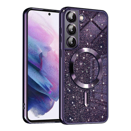 Θήκη MagSafe για Samsung Galaxy S21 5G G991, Techsuit, Luxury Glitter, Σκούρο Μωβ