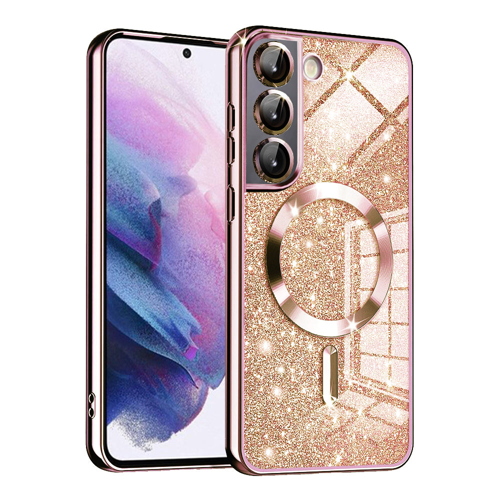 Θήκη MagSafe για Samsung Galaxy S21 5G G991, Techsuit, Luxury Glitter, Ροζ Χρυσό