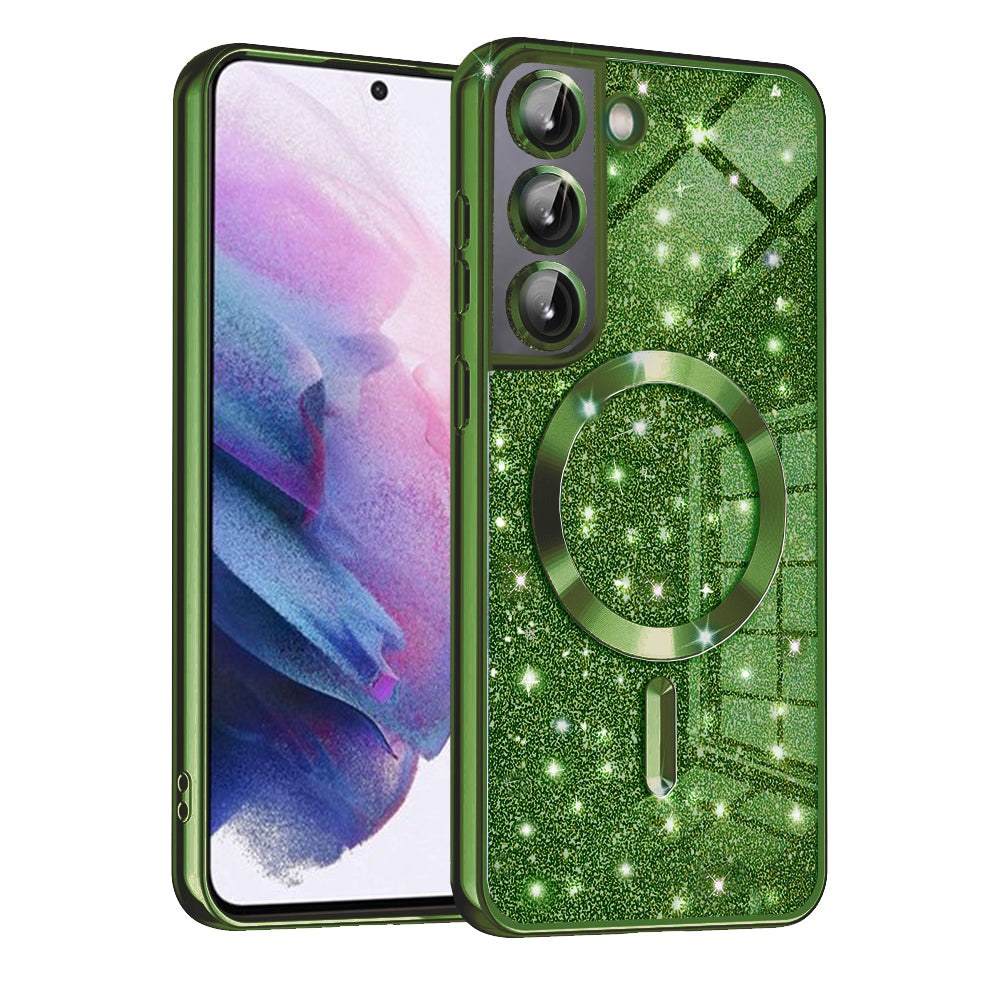 MagSafe Case for Samsung Galaxy S21 5G G991, Techsuit, Luxury Glitter, Dark Green