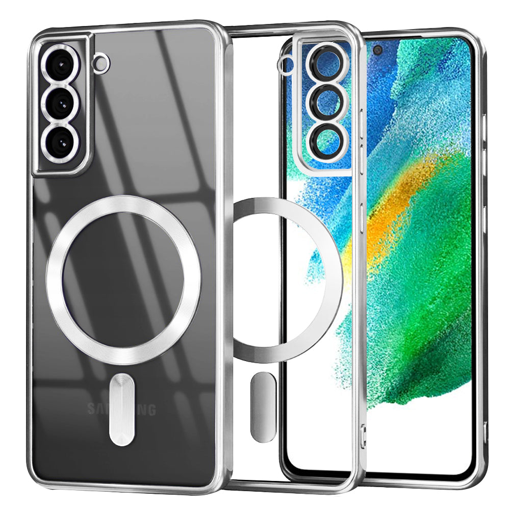Θήκη MagSafe για Samsung Galaxy S21 FE 5G G990, Techsuit, Luxury Crystal, Ασημί