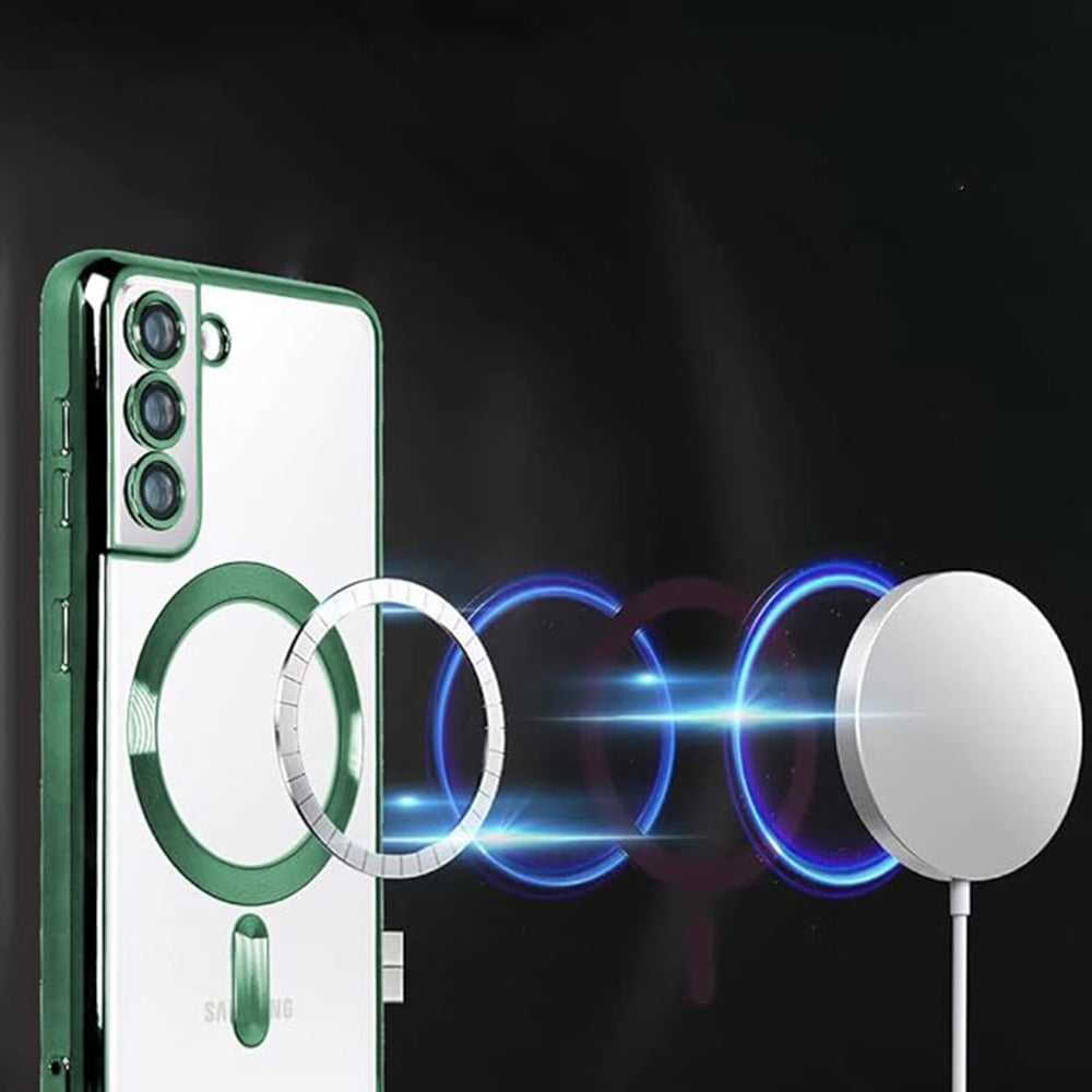 Θήκη MagSafe για Samsung Galaxy S21 FE 5G G990, Techsuit, Luxury Crystal, Ασημί