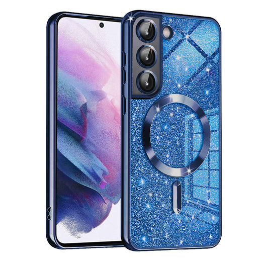 Θήκη MagSafe για Samsung Galaxy S21 FE 5G G990, Techsuit, Luxury Glitter, Σκούρο Μπλε