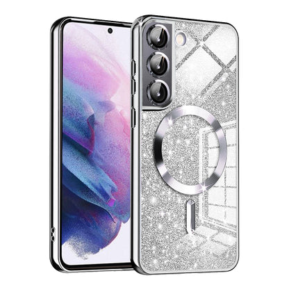 Θήκη MagSafe για Samsung Galaxy S21 FE 5G G990, Techsuit, Luxury Glitter, Ασημί
