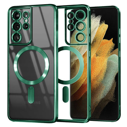 MagSafe Case for Samsung Galaxy S21 Ultra 5G G998, Techsuit, Luxury Crystal, Light Green