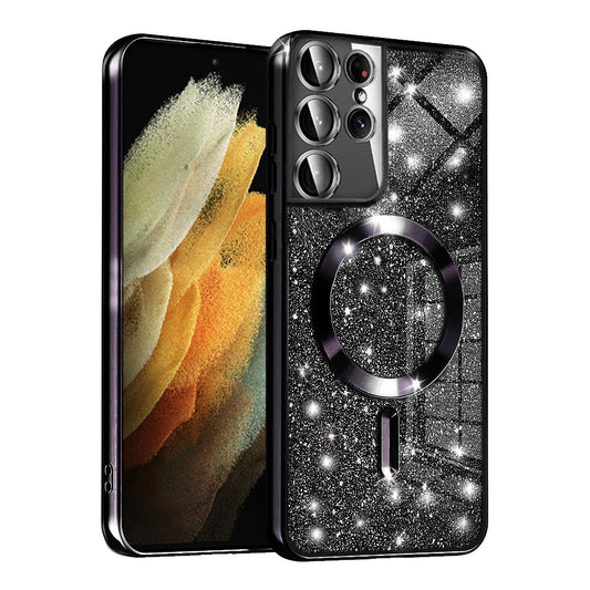 Θήκη MagSafe για Samsung Galaxy S21 Ultra 5G G998, Techsuit, Luxury Glitter, Μαύρη
