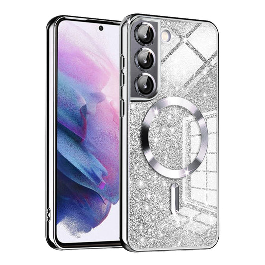 Θήκη MagSafe για Samsung Galaxy S22 5G S901, Techsuit, Luxury Glitter, Ασημί