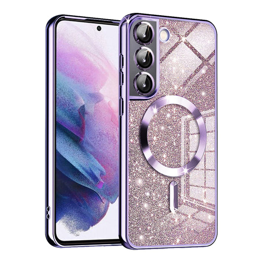 Θήκη MagSafe για Samsung Galaxy S22 5G S901, Techsuit, Luxury Glitter, Ανοιχτό Μωβ