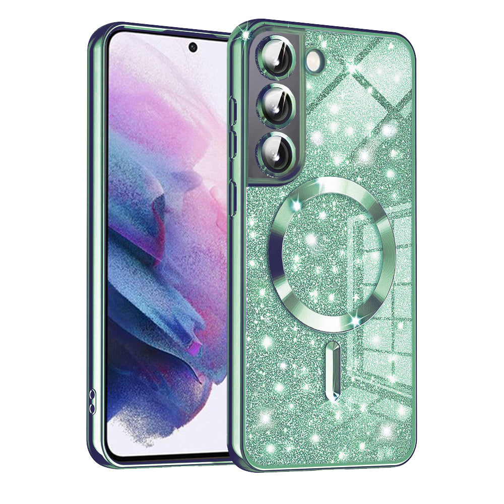 Θήκη MagSafe για Samsung Galaxy S22 5G S901, Techsuit, Luxury Glitter, Ανοιχτό Πράσινο