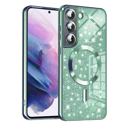 Θήκη MagSafe για Samsung Galaxy S22 5G S901, Techsuit, Luxury Glitter, Ανοιχτό Πράσινο