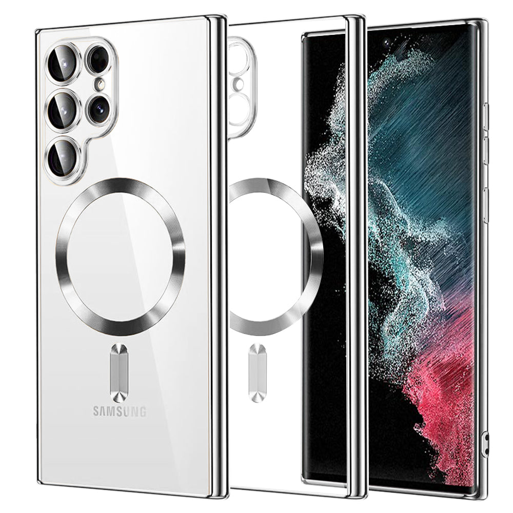 Θήκη MagSafe για Samsung Galaxy S22 Ultra 5G S908, Techsuit, Luxury Crystal, Ασημί