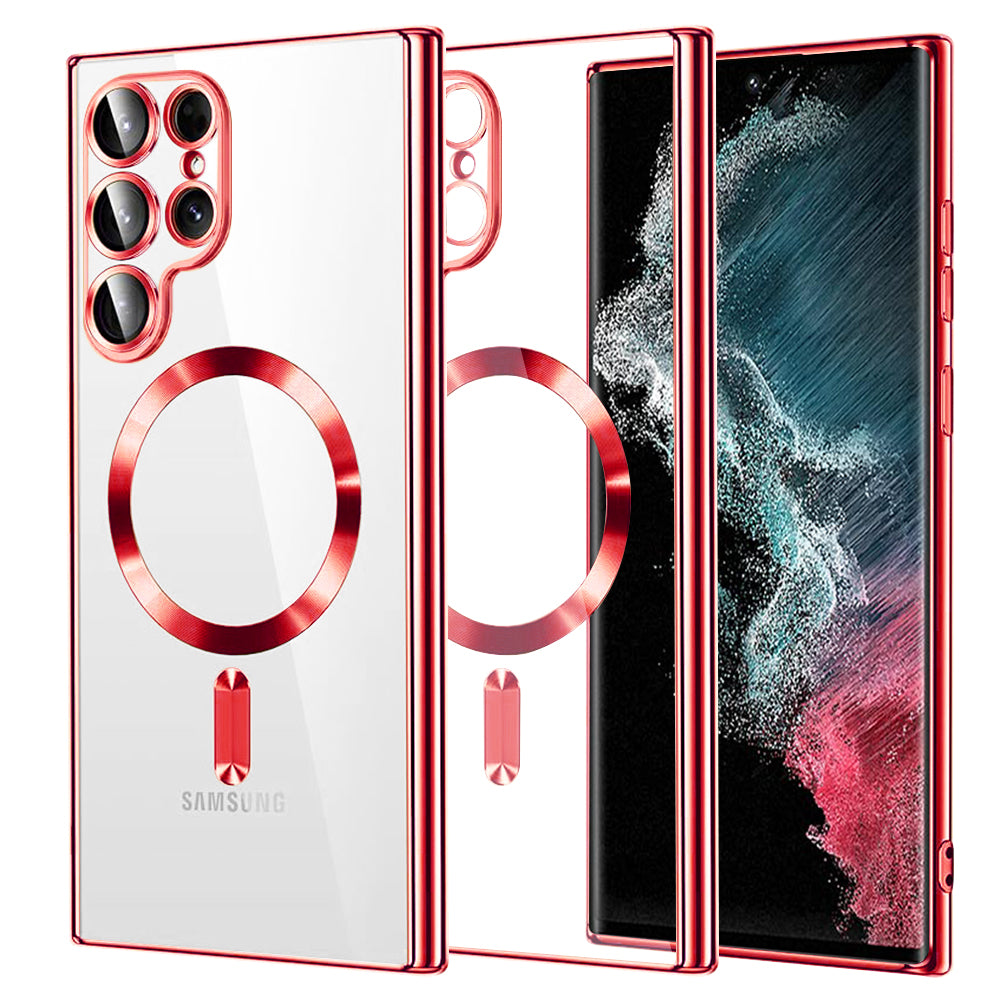 Θήκη MagSafe για Samsung Galaxy S22 Ultra 5G S908, Techsuit, Luxury Crystal, Κόκκινο