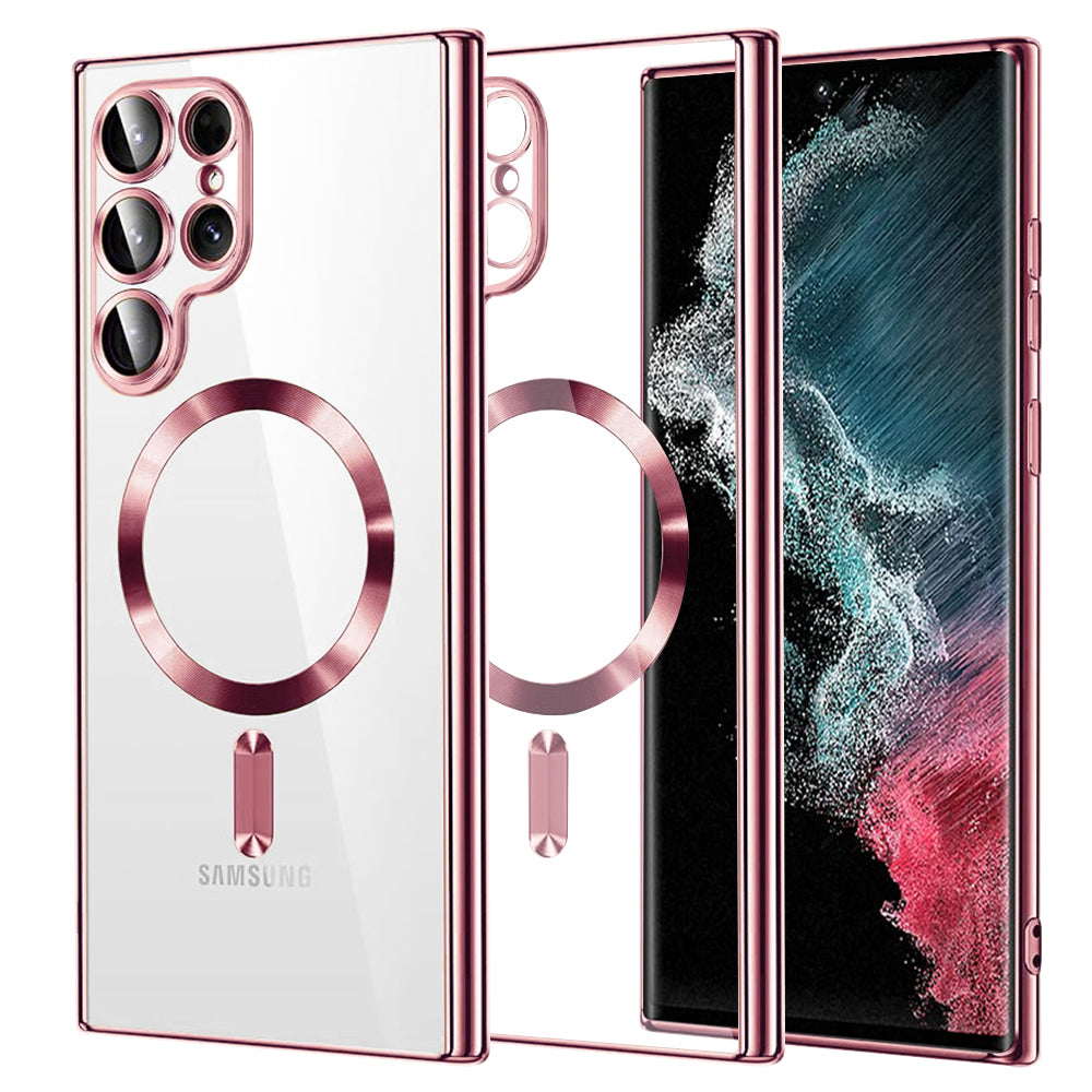 Θήκη MagSafe για Samsung Galaxy S22 Ultra 5G S908, Techsuit, Luxury Crystal, Ροζ