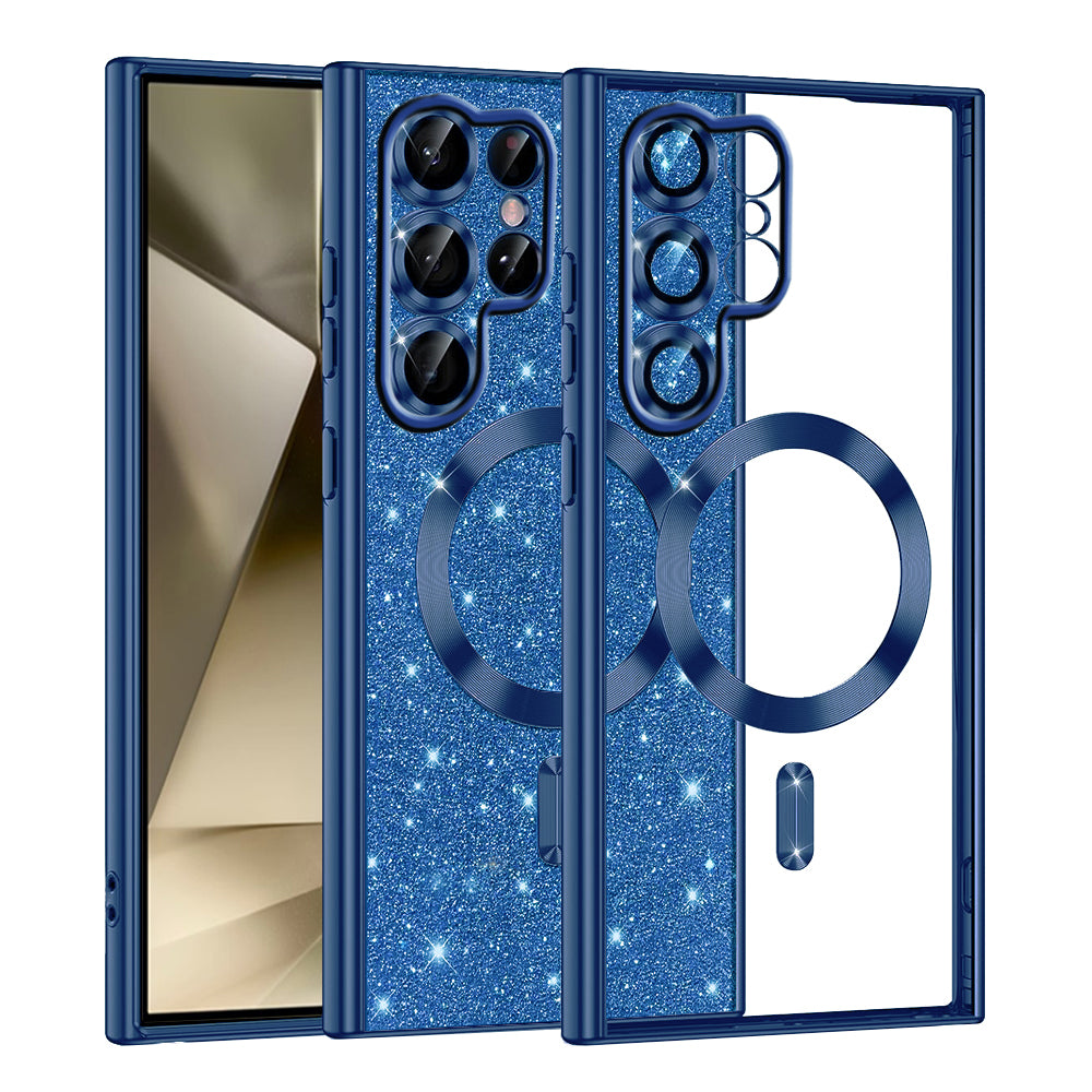 Θήκη MagSafe για Samsung Galaxy S22 Ultra 5G S908, Techsuit, Luxury Glitter, Σκούρο Μπλε