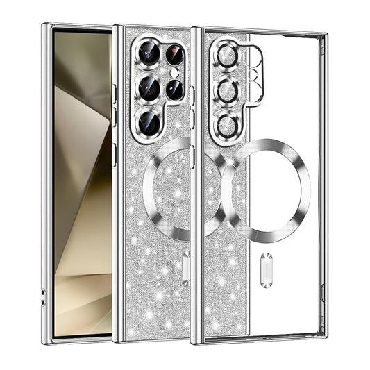 Θήκη MagSafe για Samsung Galaxy S22 Ultra 5G S908, Techsuit, Luxury Glitter, Ασημί