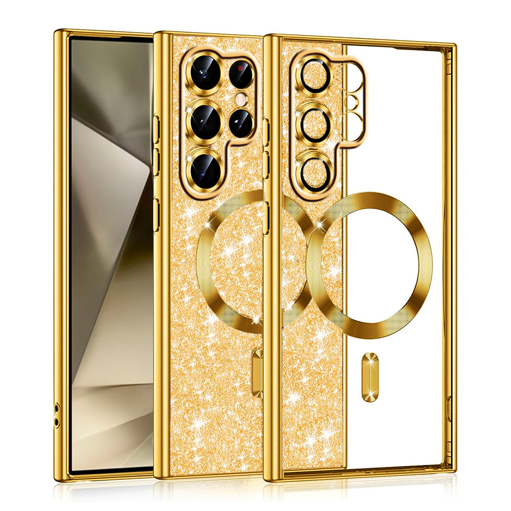 Θήκη MagSafe για Samsung Galaxy S22 Ultra 5G S908, Techsuit, Luxury Glitter, Χρυσή