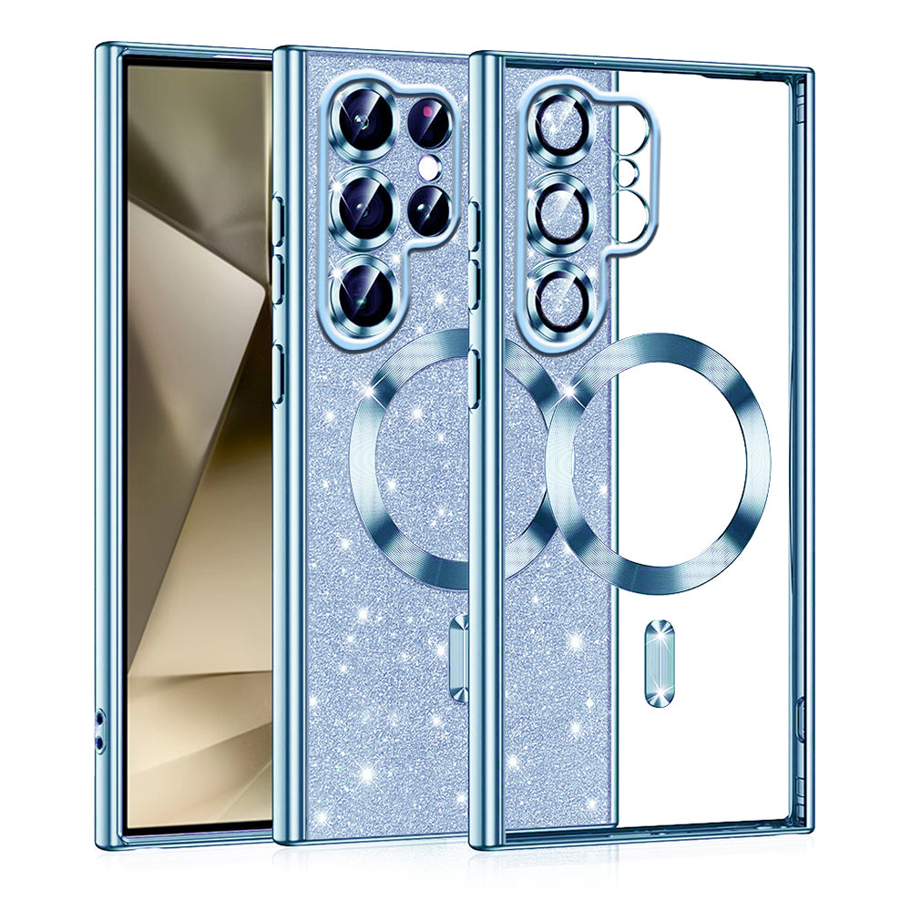 Θήκη MagSafe για Samsung Galaxy S22 Ultra 5G S908, Techsuit, Luxury Glitter, Bleu