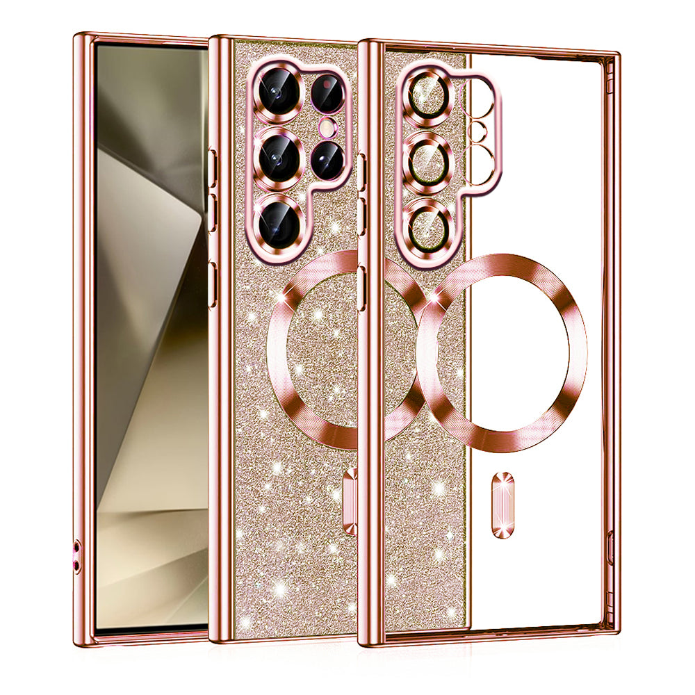 Θήκη MagSafe για Samsung Galaxy S22 Ultra 5G S908, Techsuit, Luxury Glitter, Ροζ Χρυσό