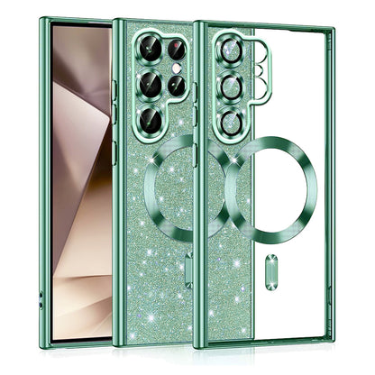 MagSafe Case for Samsung Galaxy S22 Ultra 5G S908, Techsuit, Luxury Glitter, Light Green