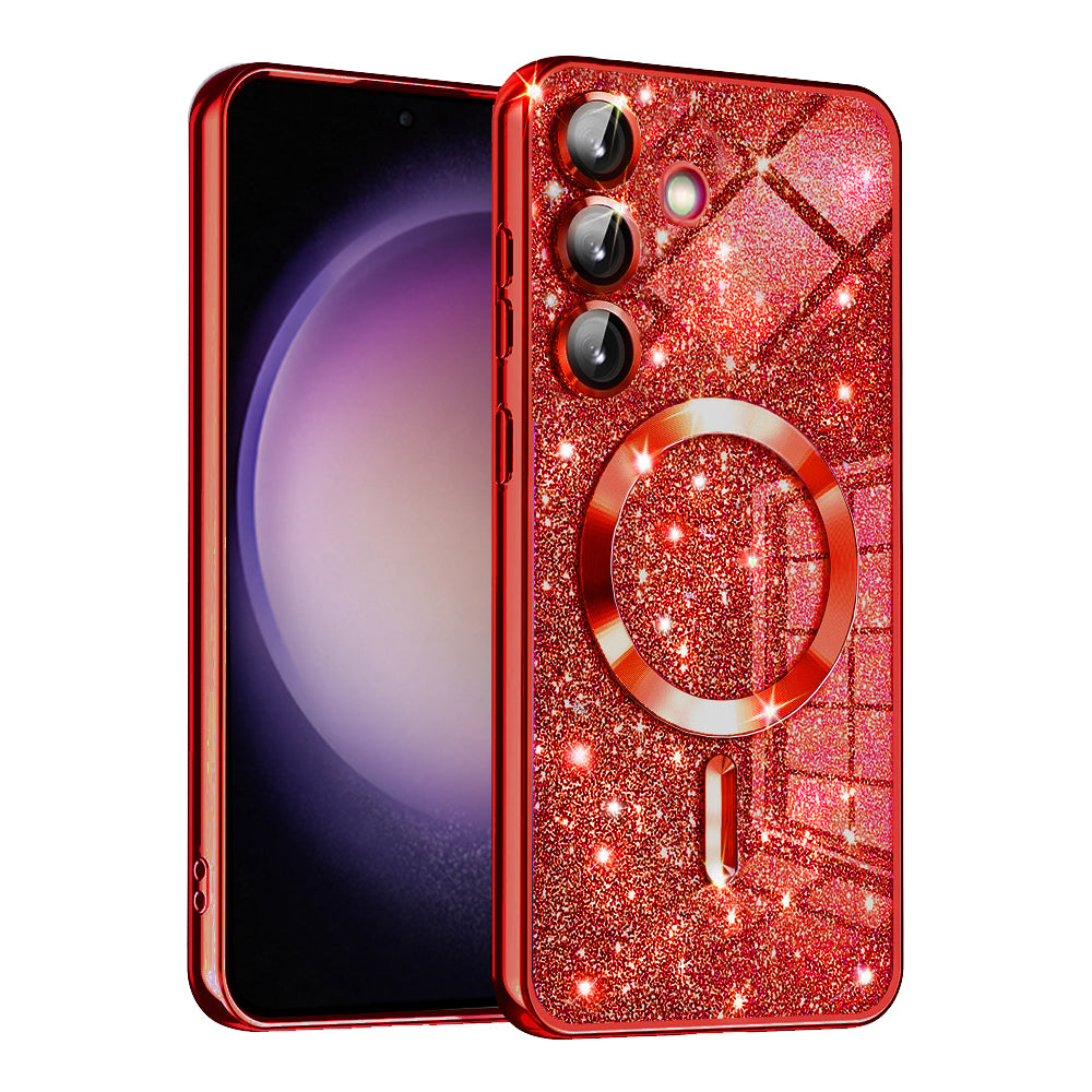 Θήκη MagSafe για Samsung Galaxy S23 FE S711, Techsuit, Luxury Glitter, Κόκκινη