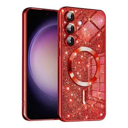 Θήκη MagSafe για Samsung Galaxy S23 FE S711, Techsuit, Luxury Glitter, Κόκκινη