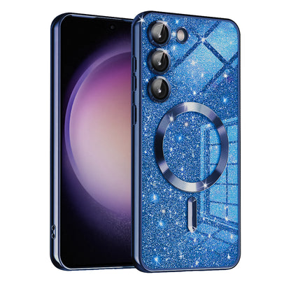 Θήκη MagSafe για Samsung Galaxy S23+ S916, Techsuit, Luxury Glitter, Σκούρο Μπλε