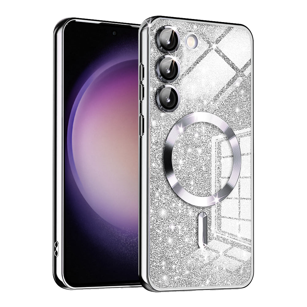 MagSafe Case for Samsung Galaxy S23+ S916, Techsuit, Luxury Glitter, Silver