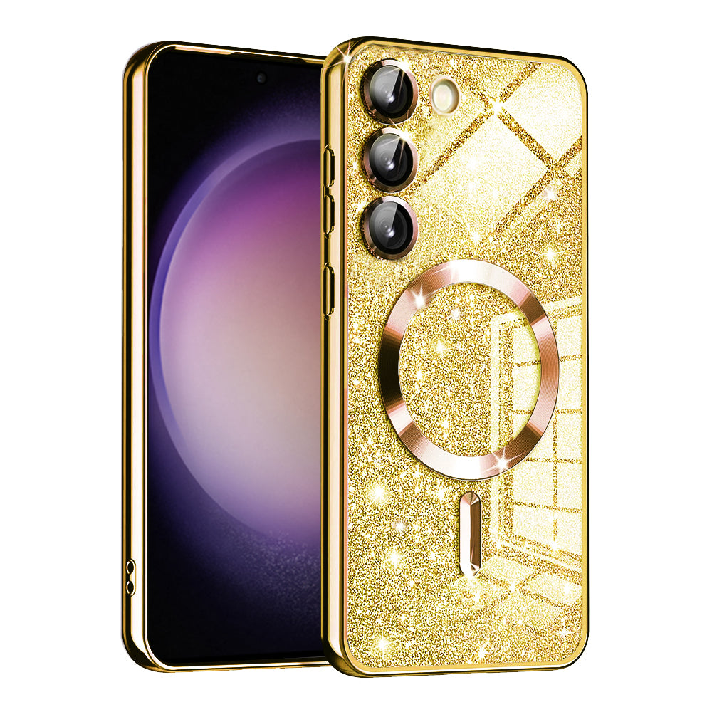 Θήκη MagSafe για Samsung Galaxy S23+ S916, Techsuit, Luxury Glitter, Χρυσή